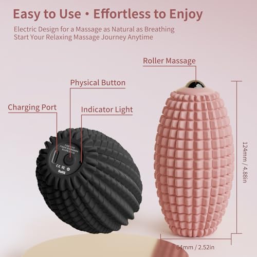 Vibrating Massage Ball for Full Body Relaxation, Silicone Trigger Point Massager Ball for Back, Neck, Foot, Muscle Recovery, Portable Rechargeable Massage Roller, 3 Vibration Modes (Black) - color: Black