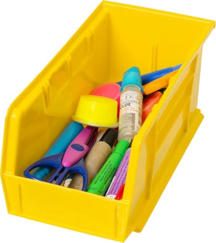 Akro-Mils 30230 AkroBins Plastic Storage Bins, 11"x5"x5", Yellow, 12-Pack | Space-Saving Stackable Bins for Garage, Pantry, Craft Organization - color: Yellow
