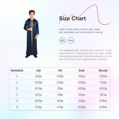 Kids Boys Thobe Muslim Prayer Clothes Saudi Dubai Robe Kaftan Zipper Dishdasha Islamic Eid Ramadan Outfits - color: Black, size: 16