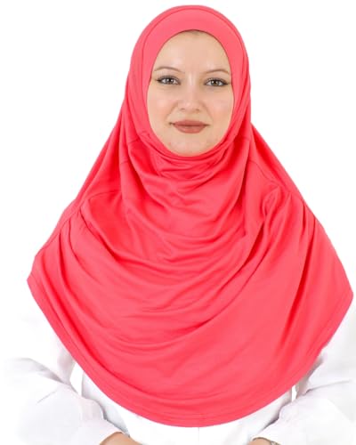 Prien Ready To Wear Hijab For Women, Instant Turban, Soft Muslim Scarf For Prayer, Long Hijabs, Islamic Clothes, Jersey Abaya - color: Brink Pink