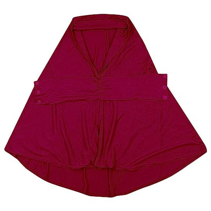 AIBEARTY Women Fashion Instant Muslim Turban Hijab with Snap Fastener Breathable Headscarf Bonnet Cap Turban Hat Shawl - color: Modal Wine Red-3 Buttons