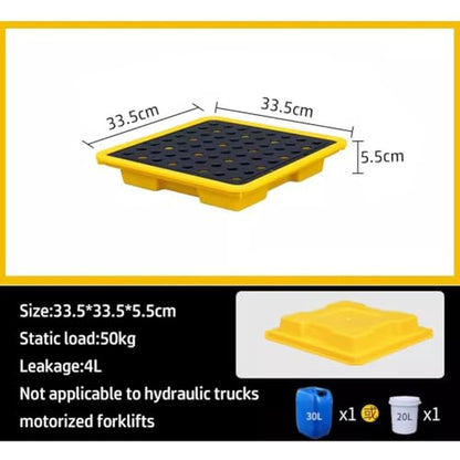 Modular Leak Platform/Grid Pads.Modular Spill Containment Tray - Heavy-Duty Oil Drum Holding Platform, Leak-Proof Spill Pallets for Safe Liquid Storage and Environmental Protection，（Yellow，3 - size: 33.5*33.5*5.5cm