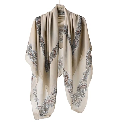 K-Elewon Large Square Scarf 51" Headscarf Chiffon Fashion Scarves Turbans Hair Wrapping Scarfs - color: D-beige