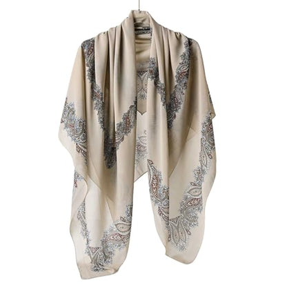 K-Elewon Large Square Scarf 51" Headscarf Chiffon Fashion Scarves Turbans Hair Wrapping Scarfs - color: D-beige