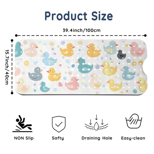 LNOND Bath Mat for Tub for Kids, Toddler Bathtub mat Non Slip, Colourful Cartoon Duck Kids Bath Mats for Bathroom Non Slip with Drain Holes and Suction Cups,Machine Washable (40 X 16 Inch) - color: Cartoon Duck