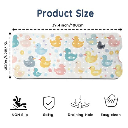 LNOND Bath Mat for Tub for Kids, Toddler Bathtub mat Non Slip, Colourful Cartoon Duck Kids Bath Mats for Bathroom Non Slip with Drain Holes and Suction Cups,Machine Washable (40 X 16 Inch) - color: Cartoon Duck