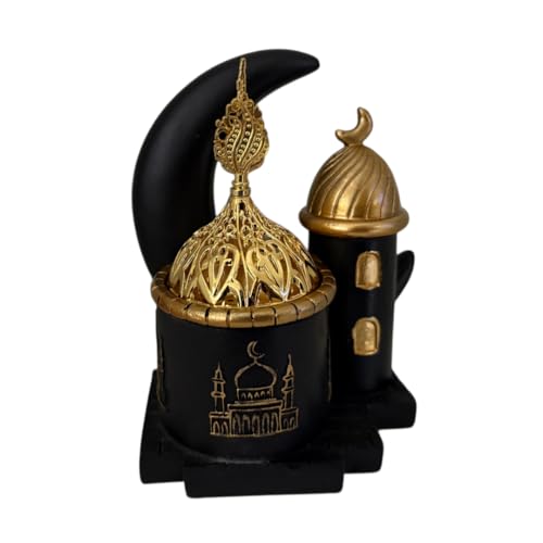 Ramadan Theme Non Electric Bakhoor Burner – Elegant Islamic Decor for Home Fragrance (Black_Moon) - color: Black_moon
