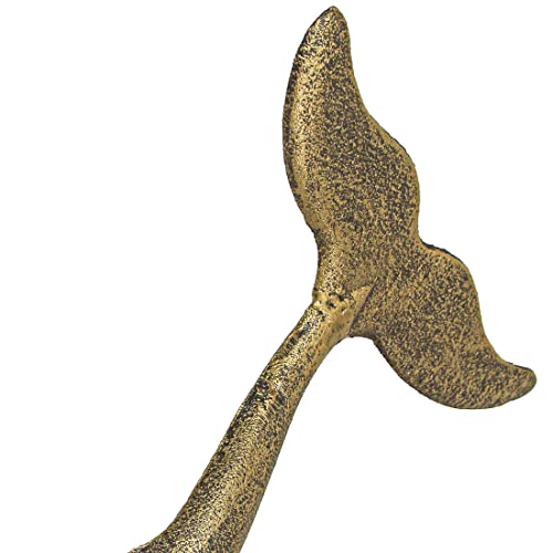Bronze Finish Cast Iron Whale Tail Decorative Garden Hose Holder Wall Mounted Hook - Easy Install - Home Storage - Outdoor Nautical Decor - 10.5 Inches High | Nautical Wall Hook Form, 9.5 Inch Wide, 8.5 Inch Deep, Three-Point Mount with Bolts and Anchors