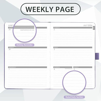 2026-2027 Planner - Academic Planner 2026-2027 Weekly Monthly Planner, July 2026 - June 2027, 5.7'' x 8.4'', Thick Paper, Leather Cover, Pen Holder, Back Pocket, Perfect Daily Organizer - Purple - color: Purple