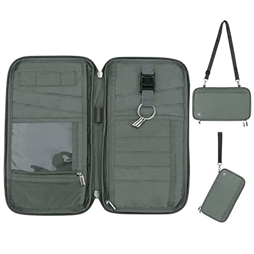 WALNEW Passport Holder for Travel Family, RFID Blocking Passport Wallet - color: Gray