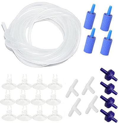 AQUANEAT 25 Feet Aquarium Airline Tubing, Standard 3/16" Tubing, Air Pump Accessories,with Air Stones, Check Valves, Suction Cups and Connectors (Clear) - color: Clear