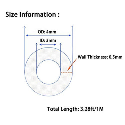 Hooshing Silicone Tubing 3mm ID x 4mm OD 3.28 Ft Food Grade Rubber Hose | High Temp Pure Silicone Tube, For Home Brewing, Beer Line, Wine Making, Water Pump Transfer - size: 3mm ID x 4mm OD, style: 3.28 Ft/1M