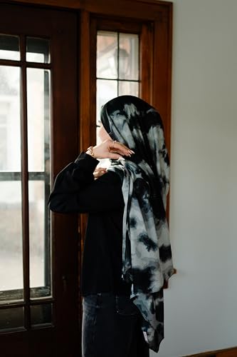 Women's Signature Lux Cotton-Modal Hijab Scarf. Soft, Breathable, Lightweight Wrap or Shawl for Modest Everyday Fashion - color: Obsidian Mist