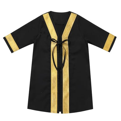 ODASDO Muslim Baby Boys Prayer Outfit Abaya Toddler Kids Kaftan Newborn Infant Islamic Clothing Cardigan Robe Head Scarf Set - color: Black, size: 3-6 Months