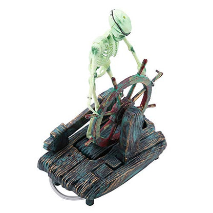 Semme Pirate Fish Tank Decorations, Fish Air Skeleton Chest, Action-Aquarium Ornament, Fish Landscape Decoration Pirate Captain Aquarium Decorations Landscape Skeleton on Wheel Action Figure Fish