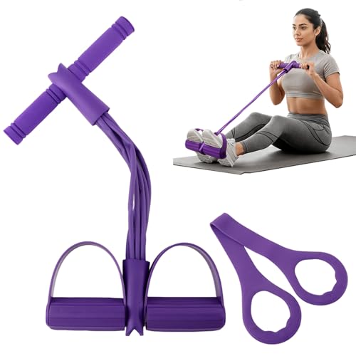 21 Fitness Resistance Bands-6 Tube Pedal Ankle Puller, Multifunction Tension Rope, Pedal Resistance Band with Handle Sit Up Exercise Equipment Home Gym Tummy Trainer for Men Women - size: 8 Tube