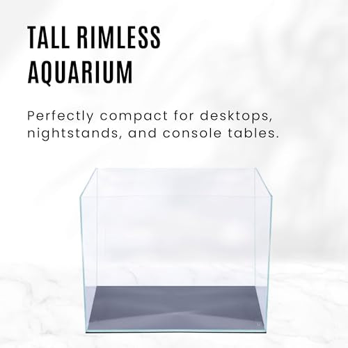 Ultum Nature Systems Ultra Clear Rimless Aquarium - Low Iron Glass Fish Tank with 45° Mitered Edges, 5mm-12mm Thick, Leveling Mat Included (3T, Tall, 3.4 Gallon) - size: [3T] - 3.7 Gal - 12.2 x 7.48 x 9.44 in