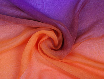 uxcell Women'sChiffon Sheer Long Scarf Silky Gradient Party - color: Orange Purple