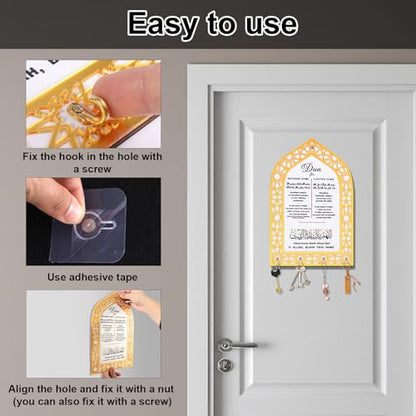 BOXOB Islamic Home Decor, 11.81x7.87 Inch Islamic Key Holder for Wall Creative Islamic Wall Art Key Holder Allah Wall Decor Islamic Decor Arabic Decor Islamic Gifts Muslim Gifts Housewarming Gift
