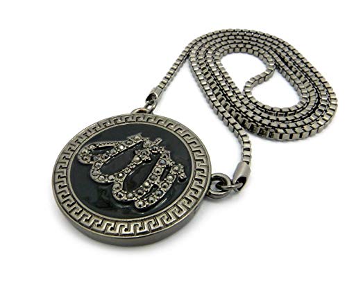 Iced BLACK ALLAH MUSLIM Medal Bling Pendant & 3mm 30" Box Chain Hip Hop Necklace