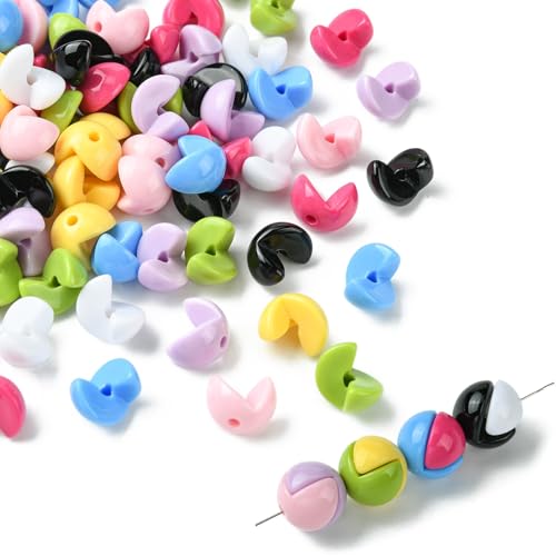 LiQunSweet 100 Pcs 8 Color Split Joint Round Acrylic Beads Creative Loose Spacer Beads for DIY Jewelry Bracelet Necklace Earring Craft Decoration - color: Split Joint Round Beads_100 Pcs