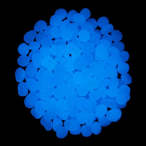 Oubest Fish Tank Rocks Glow Blue/Glow in The Dark Pebbles for Garden/Fish Tank/Aquarium/Plant Pots/Bonsai Walkway/Driveway 200pcs - color: blue