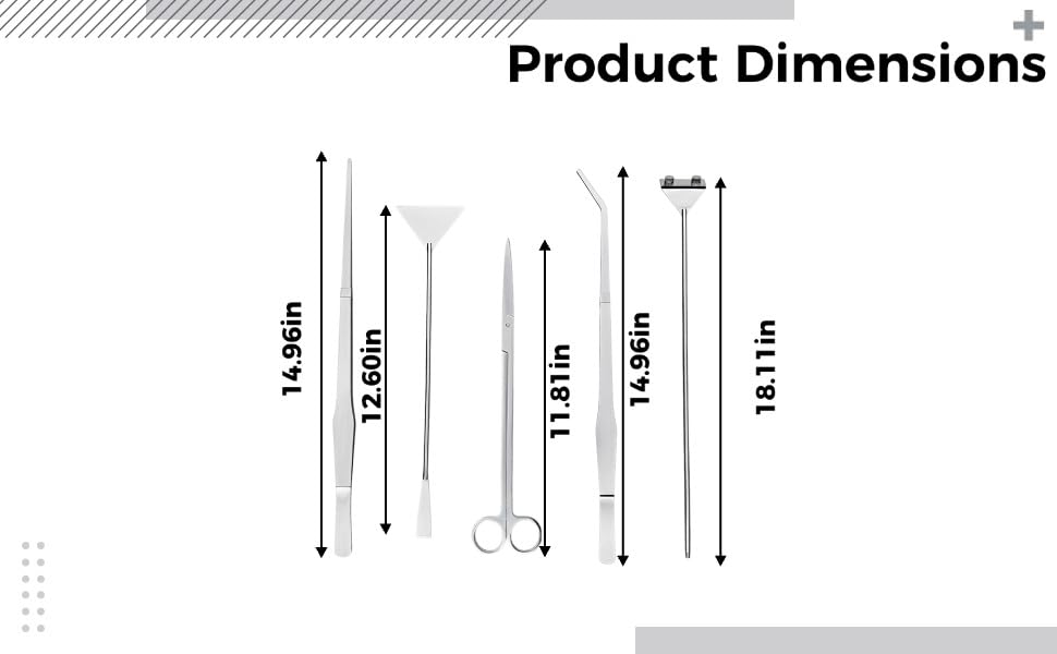 6 Pcs Aquarium Plant Tools Set, Stainless Steel Kit, with Algae Scraper, Tweezers, Scissors, Sand Spatula, and Holder, Silver