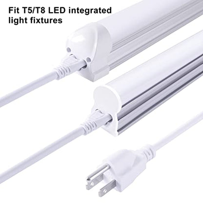 TRLIFE T5 T8 Power Cord, 6FT Long LED Light Cord with On/Off Switch, LED Wire Connector Power Cord with US Plug for T5 T8 Integrated Tube Light Fixtures (4 Pack)