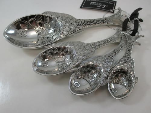 Ganz 4-Piece Set, Fish Measuring Spoon, One Size, silver
