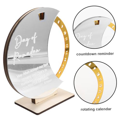 jojofuny Ramadan Countdown Calendar Wooden Desk Advent Reminder Elegant Eid Ornament for Home Office Unique Rotating Design Festive Decoration for Celebrating Special Dates
