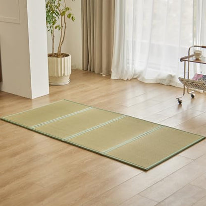 Natural Rush Grass Floor Tatami Mat,Twin, 79" x 39" x 0.5" | Japanese Portable Folding Firm Traditional Bed Mattress, Foldable Pad Futon,for Sleeping,Sitting,Yoga,Relaxing,Zen - size: 3'3" x 6'7"