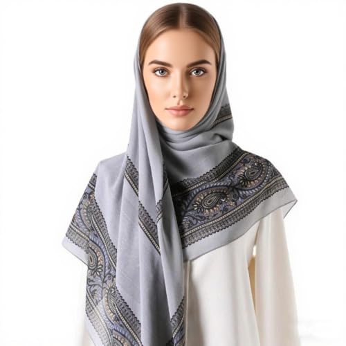 K-Elewon Large Square Scarf 51" Headscarf Chiffon Fashion Scarves Turbans Hair Wrapping Scarfs - color: A-grey