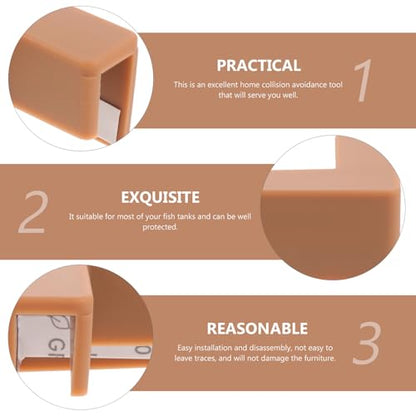 6pcs Fish Tank Corner Protectors and Table Corner Guards for Safety, Soft Brown Silicone Anti-Collision Bumpers for Aquarium and Furniture Edge Protection