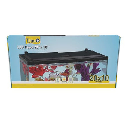 Tetra LED Aquarium Hood 20 in x 10 in, Low-Profile Fish Tank Cover | With Hidden Lighting - size: 20 Inch