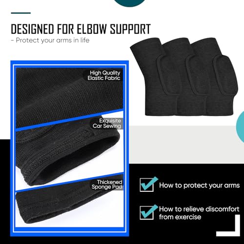 Tarpop 3 Pairs Volleyball Elbow Pads Arm Brace Pads Elbow Protector with Breathable Anti-Collision Sponge Compression Arm Support for Women Men Basketball Tennis Football Skating(Black) - color: Black