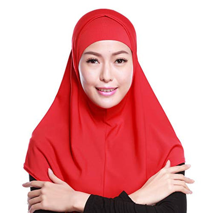 XISAOK Womens 2 Piece Solid Color Amira Jersey Muslim Hijab Soft Cotton Stretch Head Scarf with Tube Inner Underscarf Cap Hood White