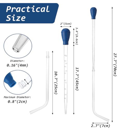 Extra Long Turkey Baster for Aquarium - 27.7In 50ml | Large Turkey Baster Syringe Fish Tank Siphon Water Changer Siphon for Fish Tank Cleaning Aquarium Waste Remover Tools (Blue)
