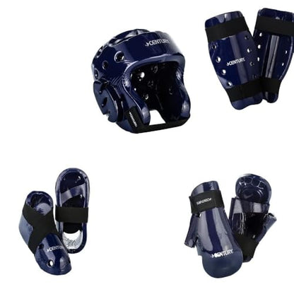 8 piece Karate Taekwondo Sparring Gear Combo Set - color: Blue, size: child 1-2 shoe, child gloves