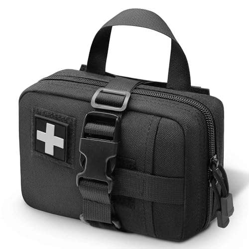Upgrade Molle Rip Away Ifak Pouch, Tactical Small Belt First Aid Pouch Medical Utility EMT Pouch Only - color: BLACK