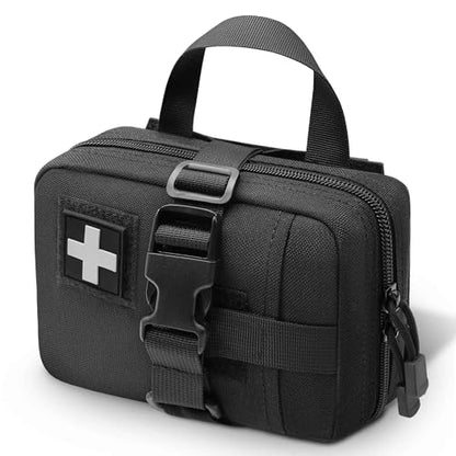 Upgrade Molle Rip Away Ifak Pouch, Tactical Small Belt First Aid Pouch Medical Utility EMT Pouch Only - color: BLACK