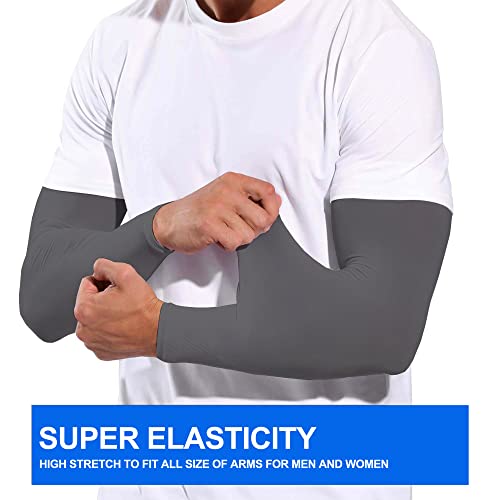 4 Pair UV Sun Protection Arm Sleeves for Men & Women,Cooling UPF 50 Arm Cover for Baseball,Cycling,Basketball - color: Grey-4 Pairs