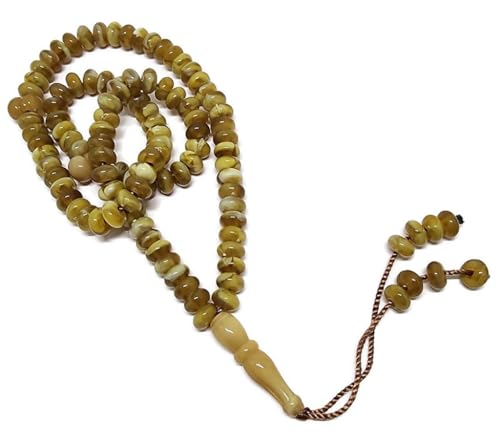 Islam Prayer Tasbih 99 Beads AMN-101 Muslim Zikr Rosary Misbaha w/Decorate Tassels Ramadan praying Eid Gift - color: Brown