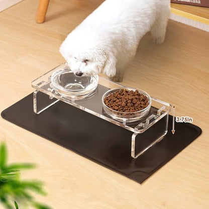Replacement Glass Bowl for Feoyoho 3.75in Feeder Stand – Small, 13.7 oz / 1.7 Cups, Dishwasher & Microwave Safe - size: For 3.75ʺ Tall Stand (Small, 13.7 oz)