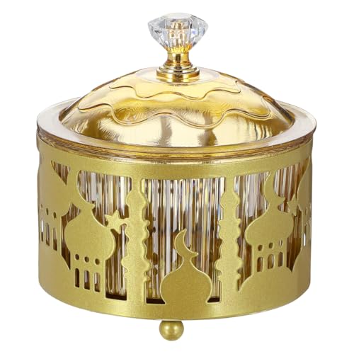 EXCEART Holiday Serving Platter Middle East Snack Tray with Cover for Eid Treats Nuts Dried Fruits Party Tea Dish Home Celebrations