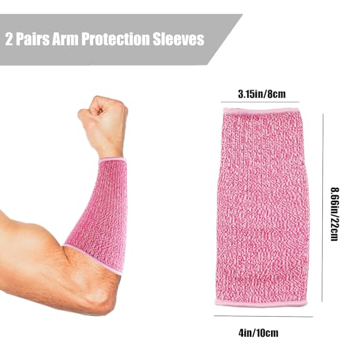 REDANHA Arm Protection Sleeves Level 5 Protection Cut Burn Resistant Sleeve Anti Abrasion Forearm Cover Protector - color: Pink,white