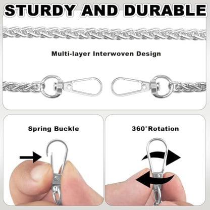ELANE 4 PCS Purse Chain Straps,47" Purse Straps Purse Chains for Handbags Accessories for Crossbody Bags Purses - color: S-silver