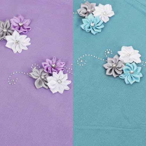 Clobeau Muslim Girls Hijab Scarfs Head Wrap Scarf for Girls Age 2-4 - color: Cyan+purple