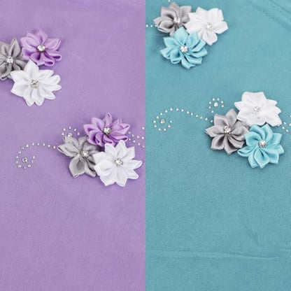Clobeau Muslim Girls Hijab Scarfs Head Wrap Scarf for Girls Age 2-4 - color: Cyan+purple