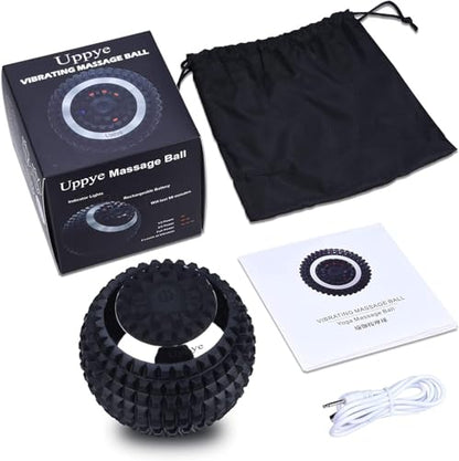 Uppye Vibrating Ball Massager, 4-Speed High-Intensity Fitness Lacrosse Ball, Mobility Ball for Workout Recovery, Deep Tissue Massager for Pain Relief and Trigger Point Treatment (Black) - color: Black