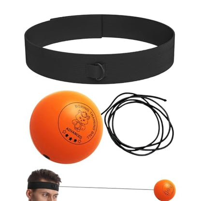 Punching Ball with Headband Adjustable Breathable Soft | Home Boxing Reflex Ball Punching Game for Men Women Adults Beginner Workout Exercise Relief Fitness MMA - color: Orange